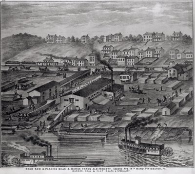 Soho Saw and Planing Mills and Barge Yards, G.O. Fawcett, Second Avenue, 14th Ward, Pittsburgh, PA, from 
